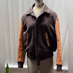 MADE IN VANCOUVER vintage wool & Cognac Letaher Bomber Jacket